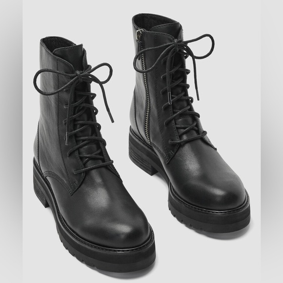 Eileen Fisher Black Leather Combat Boots - Picture 12 of 12